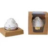 Ta ut containrar 10 datorer Portable Cake Box Clear Dessert Single Cupcake Carrier Kraft Paper