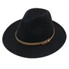 ベレー帽Fedora Hat Women Spring Summer Small Belt Felt Cap Parthy Performance Top Men Dress Hats Sunhat Sombreros de Mujer