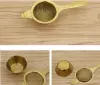 Stainless Steel Tea Strainer Filter Fine Mesh Infuser Coffee Cocktail Food Reusable Gold Silver Color 1018