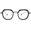 نظارة شمسية إطارات 2023 Titanium Big Square Eyeglasses للجنسين وصفة طبية الأزرق الأزرق أسود نظارات خار