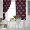 Curtain Red Auspicious Cloud Black Background Printed Window Curtains Living Room Bedroom Curtains Polyester Cloth Home Decor 231018