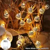 Strings Christmas LED Fairy Light Moroccan Hollow Metal Ball String Lights Battery Powered For Wedding Holiday Home Party Decoration