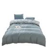 Bettwäsche-Sets, einfarbig, vierteilig, für Kinder und Erwachsene, Doppelbett, großes Bettbezug-Blatt-Kissen