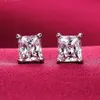 Mens Hip Hop Stud Earrings Jewelry High Quality Fashion square s925 sterling Silver Simulated Diamond Earrings For Men270C