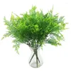 Dekorativa blommor Artificiellt gräs 7 gaffelplastgrön Fake Leaf Flower Plant Wedding Home Decoration Julbordsdekor