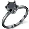 choucong Bague de mariage classique ronde en or noir 10 carats avec zircone cubique taille 5-11 271U