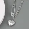 Hängen Kofsac Personlighet Zirkon Pin Love Heart Necklace For Women S925 Sterling Silver Jewelry Cool Girl Jubileum Tillbehör