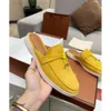 Loro Piano Shoes Summer Charms Slides Embellished Suede Slippers Luxe Sandals Shoes Genuine Leather Open Toe Casual Flats for Women Luxury Ozcu