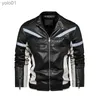 Herrläder Faux Leather 2023 Ny herrskinnjacka Reflekterande cool dragkedja Fleece Warm Coats Windbreaker Motorcykel Biker PU JACKA PLUS SIZEL231018