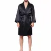 Homens preto lounge sleepwear pijamas de seda do falso para homem conforto roupões de seda nobre roupão de dormir masculino plus siz193s