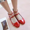 Dress Shoes YMECHIC Summer 2023 Chunky Heels Red Black Mary Jane Ankle Strap Patent Woman High Heel Pumps Party Office Big Size
