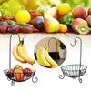 Kök lagring praktisk bordsartikel metall fruktkorg avtagbar bananhängare hållare krok