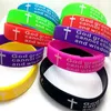 30 pièces mélange de couleurs prière de sérénité dieu m'accorde Bible croix bracelets en Silicone bracelets de mode hommes entiers femmes Ch229L