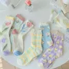 Kadınlar SOCKS Japon yaz Kawaii Sevimli Güzel Pamuk Kore tarzı cam ipek çiçek çorap