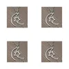 Pendentif Colliers Mode 20 pièces/lot tibétain Sier Vintage lune étoile charmes pendentif chaîne pull collier bijoux bricolage bijoux colliers Dhcu3