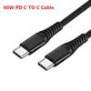 PD 60W tipo C a USB-C Cable de carga rápida Cable USB de carga rápida Cable cargador para Samsung S23 S22 Xiaomi Google PC