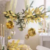 Decorative Flowers 10/1pcs Shiny Artificial Leaves Christmas Tree Glitter Gold Silver Leaf Simulated Branches Wreath DIY Gifts Ornaments