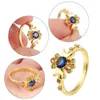 Cluster Ringen Vrouwen Goud Legering Zon Vinger Ring Wandering Star Sapphire Moon En Stars253I