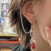 Pendientes colgantes Corazón sangrante Gótico Punk Ear Cuffs Clips Aro Rojo Asimétrico Extraño Novedad