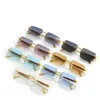 Sonnenbrille Mode Schneide Randlose Frauen INS Trendy Holzmaserung Bein Sonnenbrille Quadratische Gradienten Linse Brillen Brille