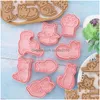 Baking Moulds Mods 8Pcset Cookie Cutter Stamp Cat Shape Mold Pastry For Biscuits Animal Run Kingdom Type Cake Decor Cutters 230923 D Dhnsq