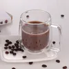 Tasse en verre double couche résistante à la chaleur, tasse à café transparente, grande tasse à ventre minimaliste pour la maison