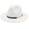 Bérets Gentleman Feutre Casquette Ceinture Chaîne De Fer Fête De Mariage Chapeau Haut-de-Forme Jazz Fedora Chapeaux Pour Hommes Femmes Sombreros De Mujer Soleil En Plein Air