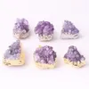 ペンダントネックレス6PCS不規則なランダムな天然石アメジスト処理Quartz Drusy Geode Cut Piontペンダントヒーリングペンドゥルム