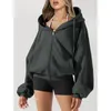 Kvinnors hoodies Autumn Zipper Winter Hooded Sweatshirt With Pocket Women Women Drawstring Long Sleeve Sport Coat