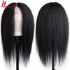 Perucas sintéticas Hairugo 13 * 1 T Parte Kinky Straight Human Wigs Peruano Remy Lace para Mulheres Peruca de Alta Densidade 230227