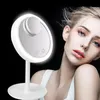 Kompakt Aynalar LED Vanity Aynası Fan İşlevi Güzellik Aynaları X5 Büyüteç Cam Dokunmatik Ekran Çıkarılabilir Masaüstü Makyaj Aynası 231018