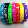 30 Stück Farbmischung Serenity Prayer GOTT GEWÄHLE MIR Bibel Kreuz Silikon Armbänder Mode Armbänder ganze Männer Frauen Ch282M