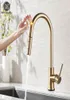 Pull Out Sensor Kitchen Faucet Brushed Gold Sensitive Touch Control Faucet Mixer For Kitchen Touch Sensor Kitchen Mixer Tap T200424686138