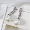 Kolczyki Dangle Projekt łańcucha mody imitacja Pearl Drope Earring na imprezę luksusowy CZ Biżuteria w rocznicę ślubu