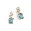 Geometric Fashion Jewelry White Round Light Blue Square Cubic Zirconia Cz Drop Charm Earrings 925 Sterling Silver for Women265Q