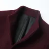 メンズウールブレンドブラックメンコート秋の冬のソリッドカラー高品質のジャケットミッドレングスシングルブレストスタンドコラーCOA 231017