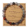 Perle di occhio di tigre in pietra naturale Bracciale con croce in ematite Scheda messaggio Gioielli in carta kraft Perline di equilibrio Bracciale Reiki Buddha con pietra di preghiera Yoga per donna