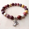 SN1137 MOOKAITE JASPERBRACELET MALA BRACELET SILVER OM BRACELET仏教ジュエリーヨガブレスレットヒーリングストーン勇気ブレスレット171D