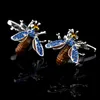 High-grade Men's Daily Blue Crystal Cufflink Trendy Personality Accessories Enamel French Shirts Business Cuff Links Gifts254C