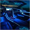 6 em 1 rgb led atmosfera luz do carro interior tiras de fibra óptica ambiente por controle aplicativo diy música 8m banda entrega gota dhodm