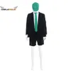 Cosplaysuperstar AC/DC Rock Band Angus Young School Boy Outfit Cosplay Costume Veet Coat Short Pants White Shirt Green Hat Full SetCosplayCosplay