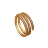 Nuovo anello surround a tre strati con zircone micro-intarsiato, anello di lusso leggero e versatile.