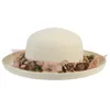 Berets Women Lady Wide Brim Hat Summer Beach Straw Sun Floppy Hats for Comple (Khaki Garland) Caps