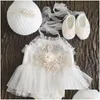 Lembranças Lembranças 1Set Lace Born Pogal Adereços Roupas Princesa Baby Girl Dresspearl Headshoes Outfit Po Shooting Acessórios 2 Dhlhh