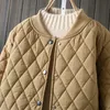 Womens Down Parkas Woman Clothing Autumn Winter Quilted Jacket Lose Casual V Neck Coat Street mode mångsidig långärmad Topst 231018