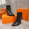 2024 Mode Luxe Femmes Mince Bottes À Talons Hauts Pointu Fermeture À Glissière Mode Confortable En Cuir Souple Matériel Femmes Chevalier Tissu Doux