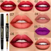 Lápis labiais Dupla Face Batom Lip Liner Pen Longa Duração Matte Lápis À Prova D 'Água Hidratante Batom Lip Maquiagem Cosméticos 12 Cores 231017