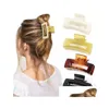 Party Favor Accessoires de mode Acrylique Hairs Clips Épingles à cheveux Solide Big Hair Griffes Élégant Givré Barrette Chapeaux Femmes Filles Holl Dh2FB