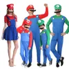 Halloween Aldult Kids Super Mari Luigi Bros Cosplay kostium kombinezonu Sukienka Pełna garnitur Party Boys Girl