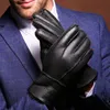 Fem fingrar handskar ryska vinter super varma handskar män äkta får päls mittens manlig utomhus som kör motorcykelhandskar mjuka varma vindtäta handskar 231017